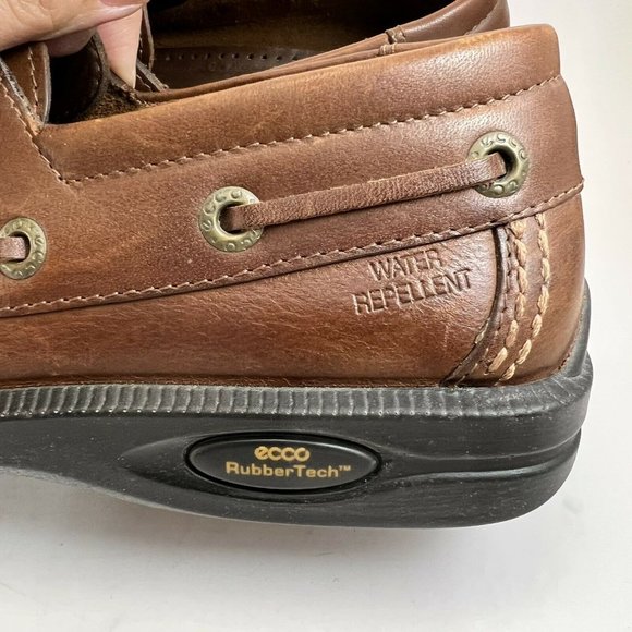 Ecco Shoes Ecco Mens Leather Boat Deck Shoes Water Repellent